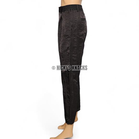 Buckle Shinestar Crinkle Pleated Tapered Pants High Rise Black Textured Size S - Picture 4 of 10
